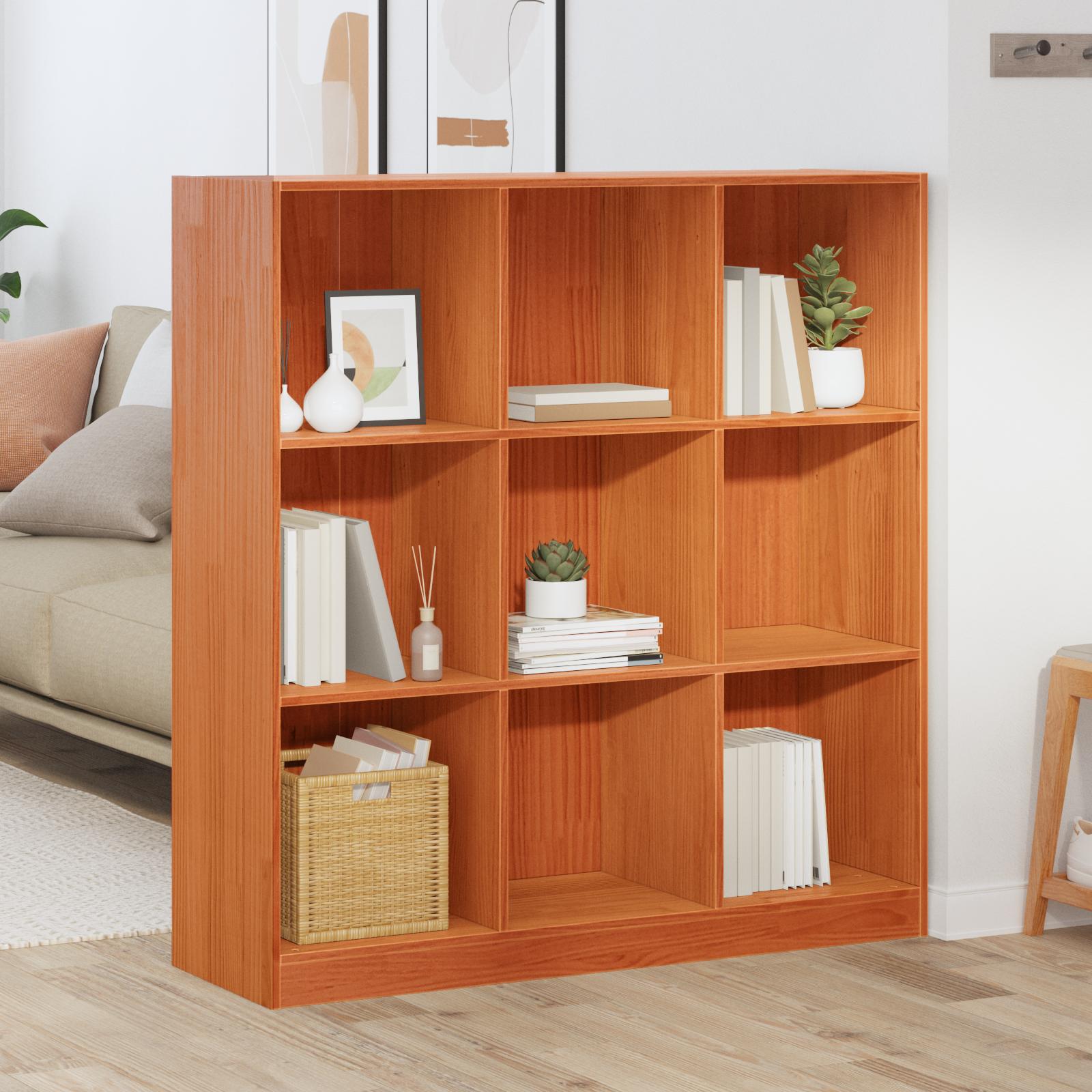 Bogskab Voks brun 104 x 33 x 110 cm Massiv fyrretræ