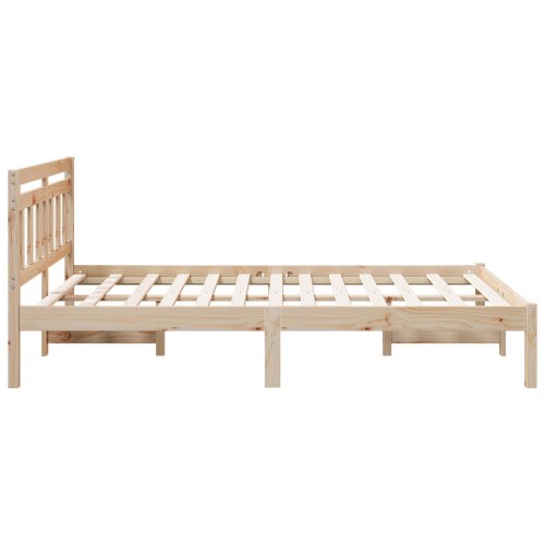 Sengestel med hovedgærde - brun, 140 x 190 cm, massiv fyrretræ