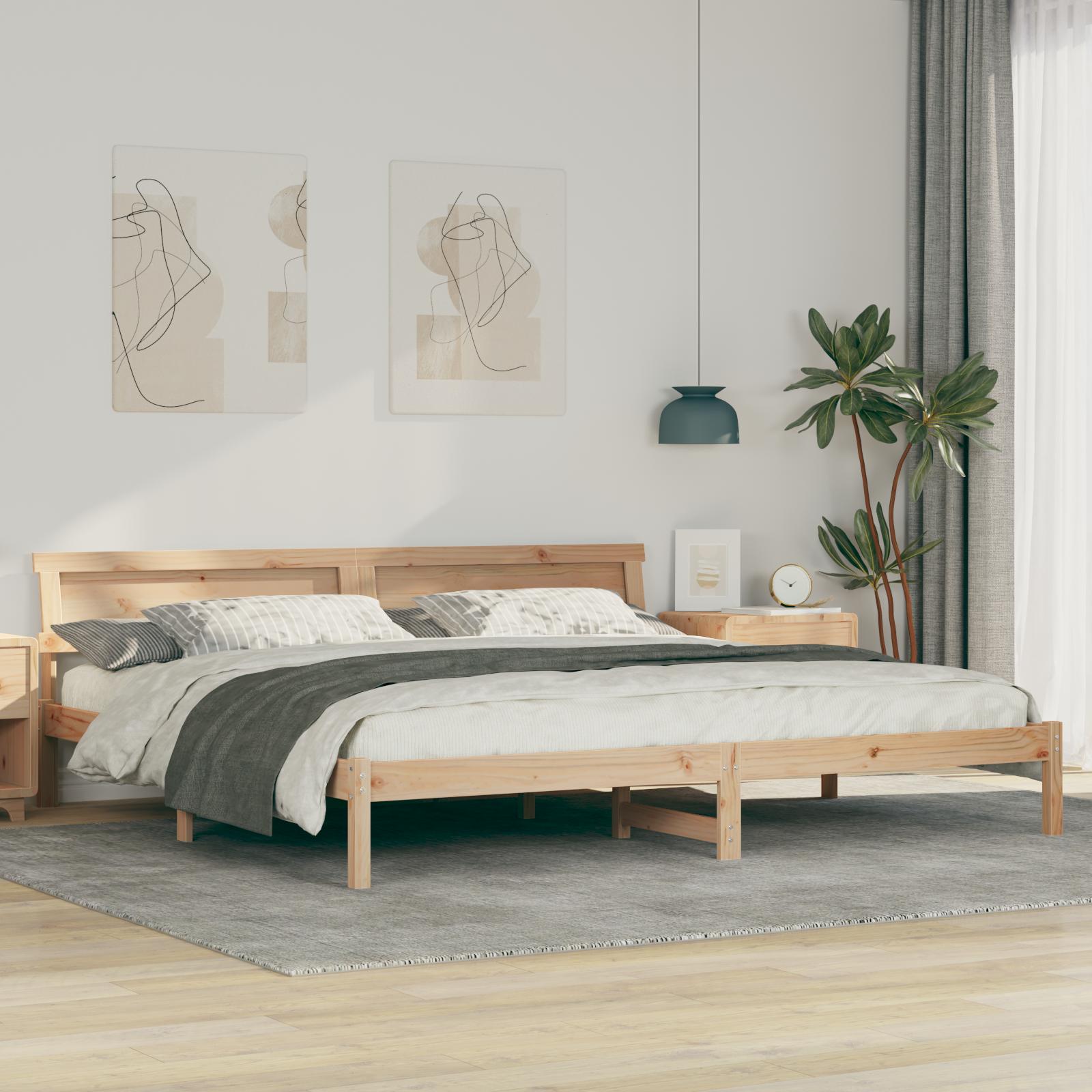 Sengestel med hovedgærde Brun 180 x 200 cm Massivt fyrretræ