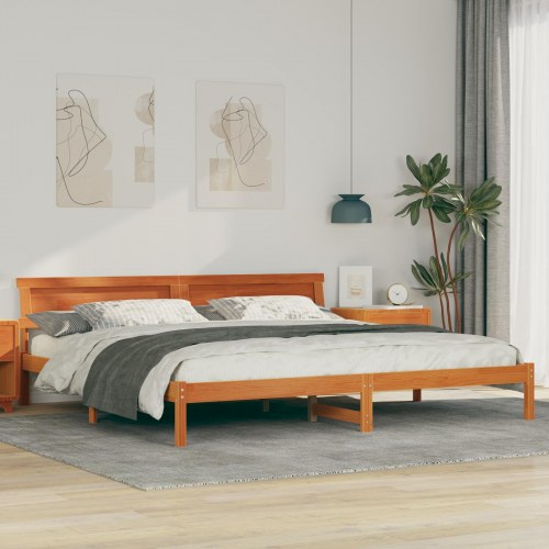 Sengestel med hovedgærde 180 x 200 cm - voks brun
