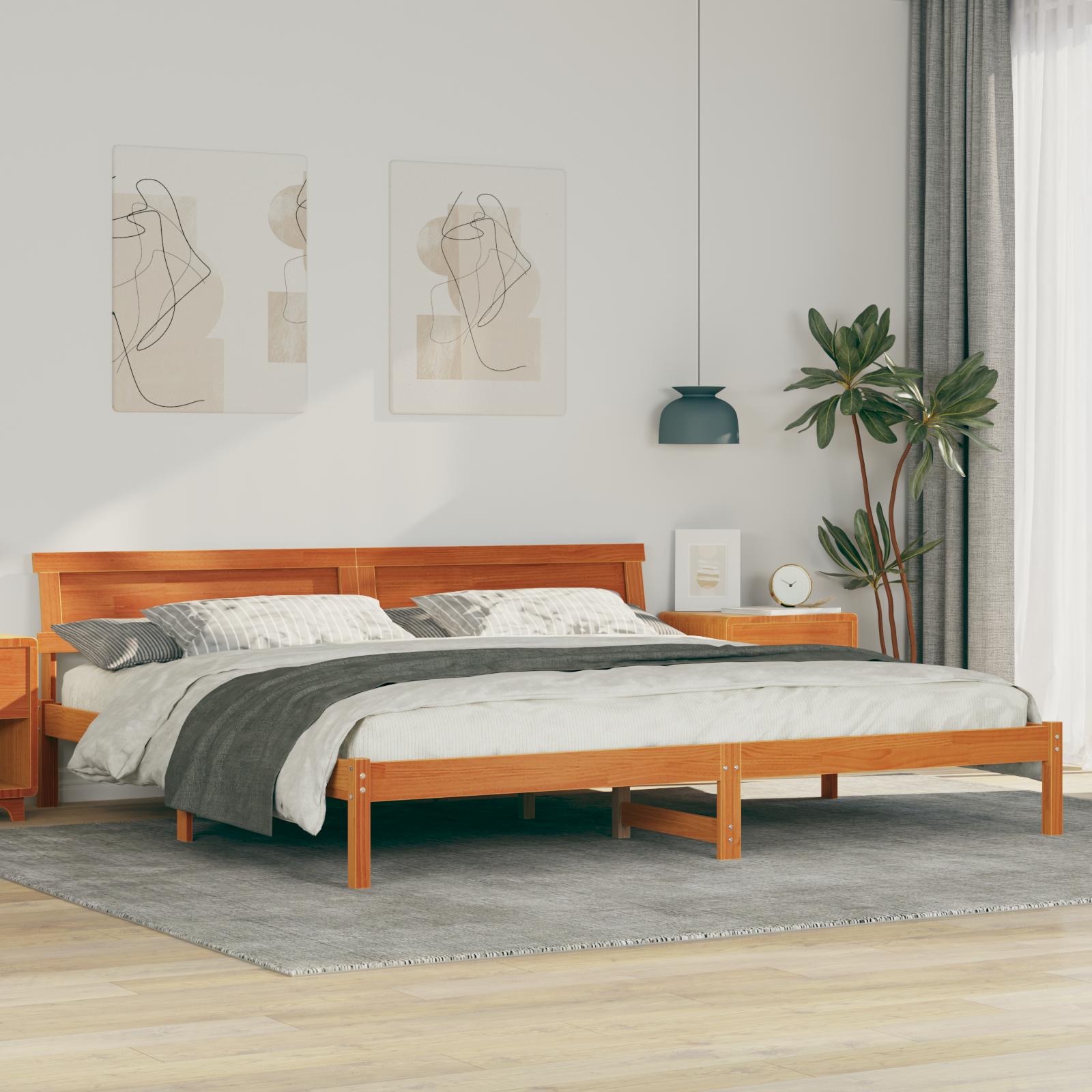 Sengestel Gyldenbrun 180 x 200 cm Massivt fyrretræ