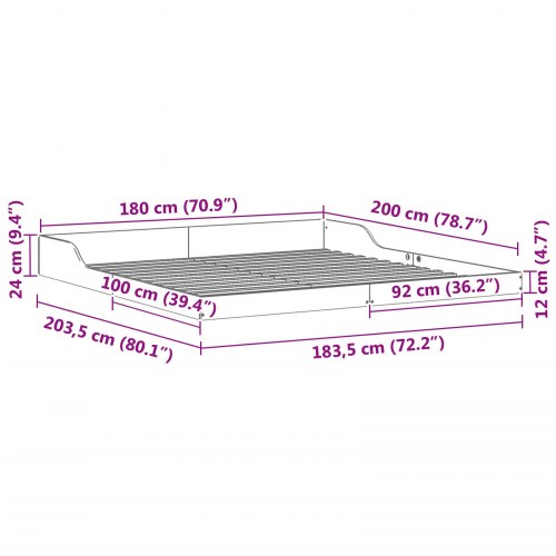 Platform sengestel - voks brun 180 × 200 cm i massiv fyrretræ