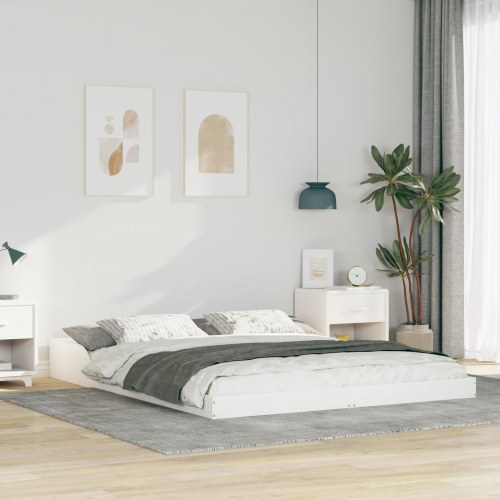 Sengestel - hvid platform 160 × 200 cm i massiv fyrretræ