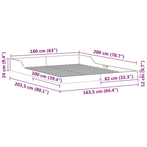 Sengestel i massiv fyrretræ voks brun 160 x 200 cm