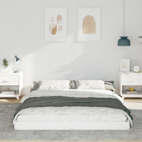 Sengestel Hvid 140 x 200 cm Massivt fyrretræ