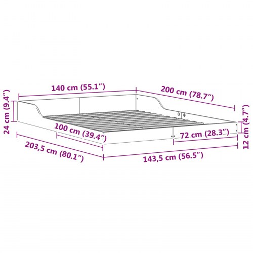 Sengestel Hvid 140 x 200 cm Massivt fyrretræ