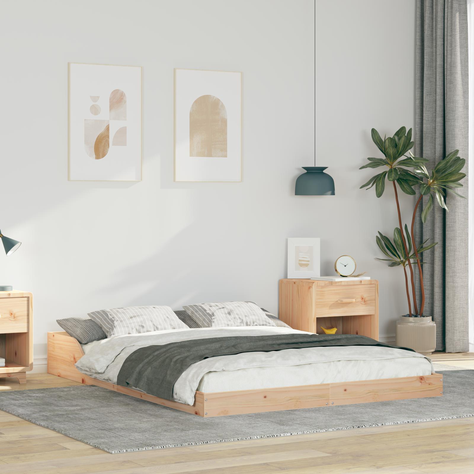 Sengestel Brun 140 x 190 cm Massivt fyrretræ