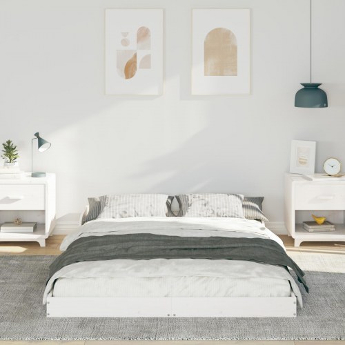 Sengestel Hvid 120 x 190 cm Massivt fyrretræ