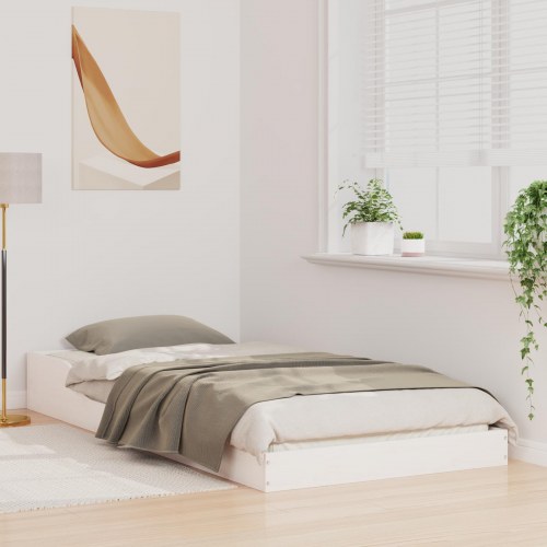 Sengestel hvid 90 x 200 cm - massiv fyrretræ
