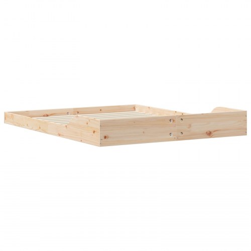 Sengestel i massiv fyr - brun, 140 × 210 cm platform