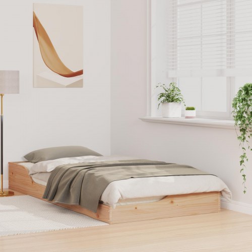 Gulv seng ramme Brun 90 x 190 cm Massivt fyrretræ