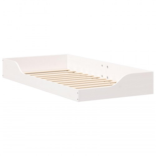 Gulv seng ramme Hvid 90 x 190 cm Massivt fyrretræ