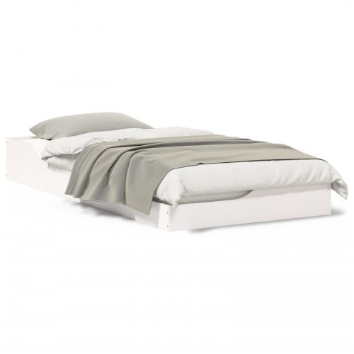 Gulv seng ramme Hvid 90 x 190 cm Massivt fyrretræ