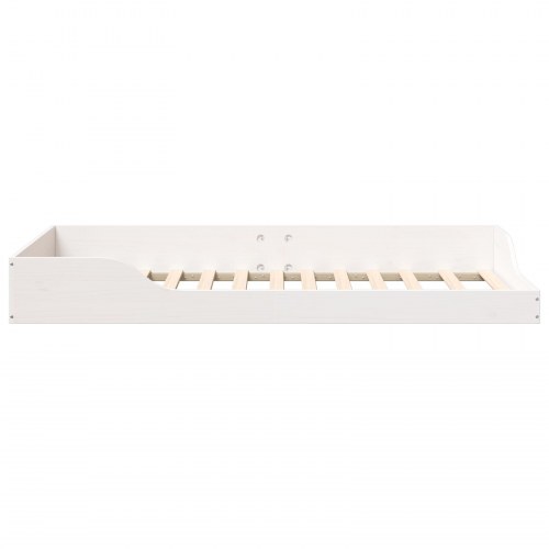 Gulv seng ramme Hvid 90 x 190 cm Massivt fyrretræ