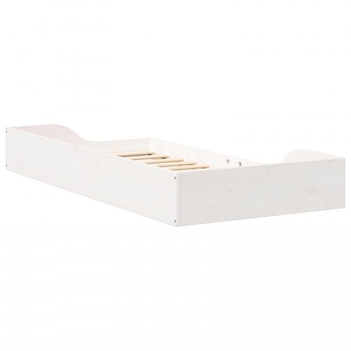 Gulv seng ramme Hvid 90 x 190 cm Massivt fyrretræ
