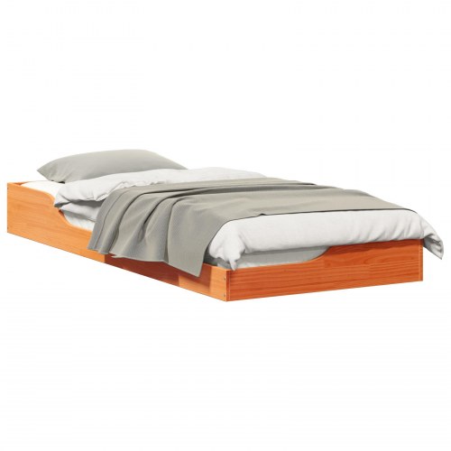 Sengestel i massiv fyrretræ 90 x 210 cm - voks brun