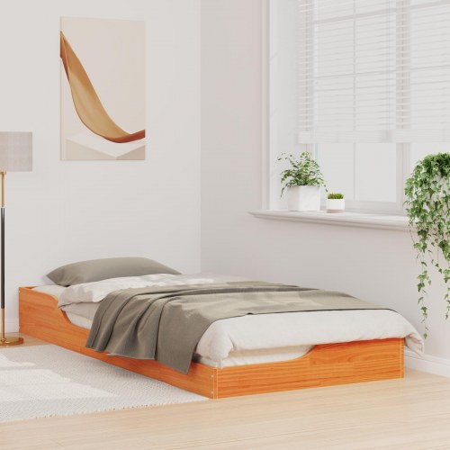 Sengestel i massiv fyrretræ 90 x 210 cm - voks brun