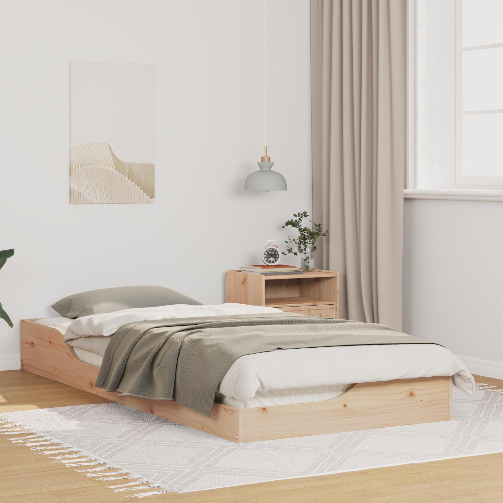 Gulv Seng Ramme Brun 100 X 210 Cm Massiv Fyrretræ