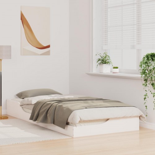 Sengestel 100 x 210 cm i massiv fyrretræ - hvid