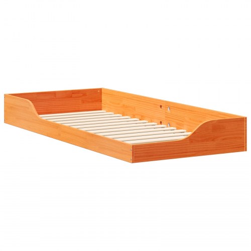 Sengestel i massiv fyrretræ - voks brun 100 x 210 cm