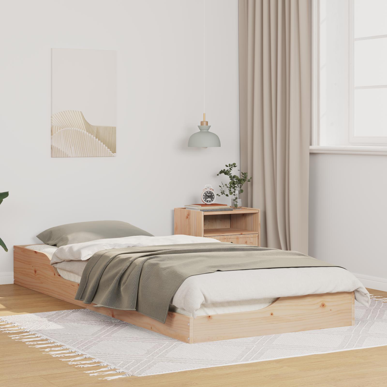 Gulv Seng Ramme Brun 100 X 220 Cm Massiv Fyrretræ