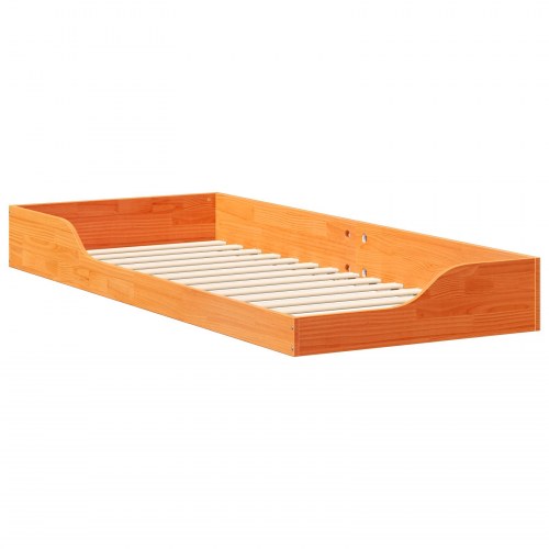Sengestel voksbrun 100 x 220 cm i massiv fyrretræ