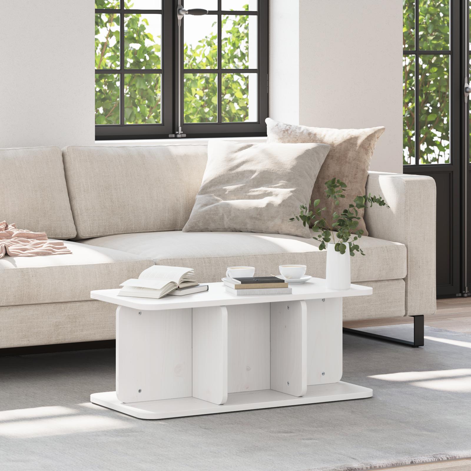 Sofabord Hvid 80 x 39.5 x 33.5 cm Massivt fyrretræ