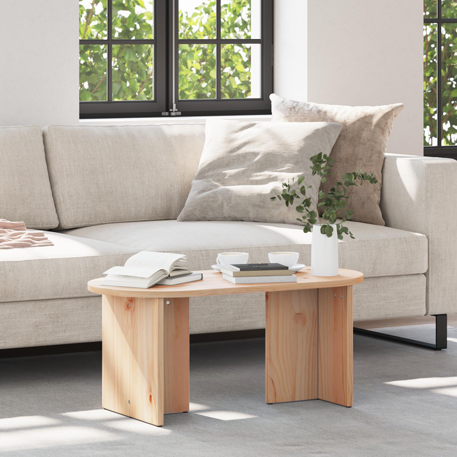Sofabord Naturfarvet 80 x 39.5 x 35 cm Massivt fyrretræ