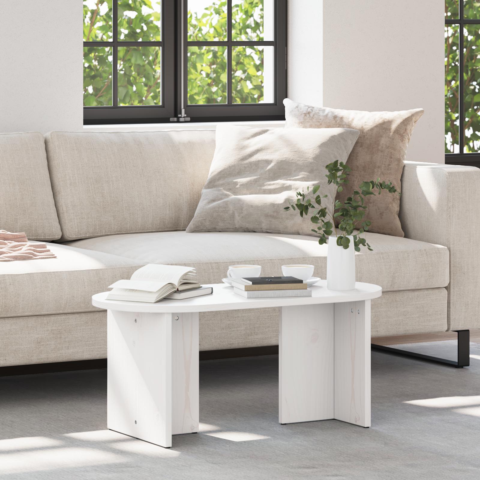 Sofabord Hvid 80 x 39.5 x 35 cm Massivt fyrretræ