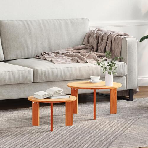 Kaffebord Sæt 2 stk Gyldenbrun 47.5 x 47.5 x 27 cm