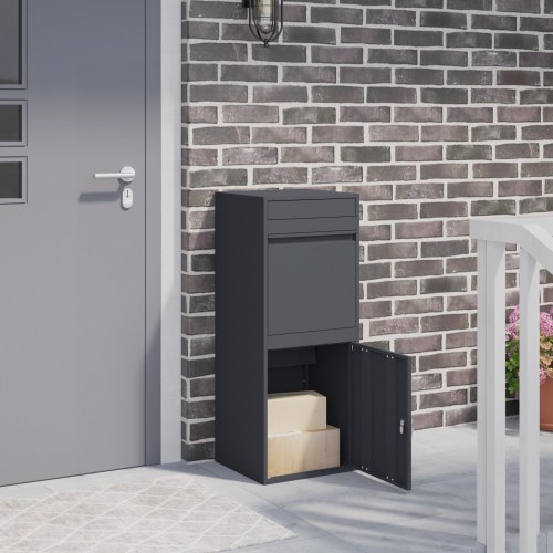 Pakke drop boks med opbevaring - antracit stål 41 × 38 × 103 cm