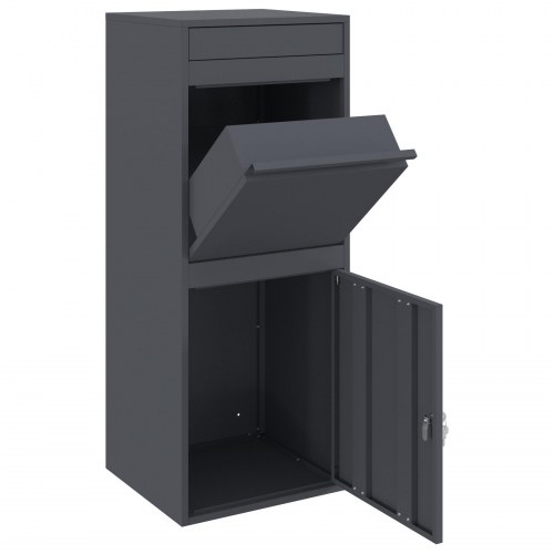 Pakke drop boks med opbevaring - antracit stål 41 × 38 × 103 cm