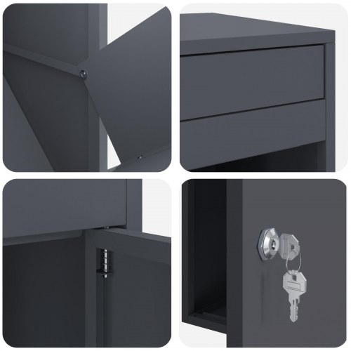 Pakke drop boks med opbevaring - antracit stål 41 × 38 × 103 cm