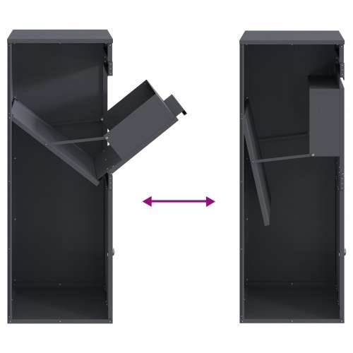 Pakke drop boks med opbevaring - antracit stål 41 × 38 × 103 cm