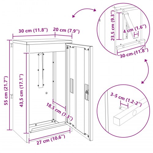 Postkasse Sort 30 x 23 x 55 cm Galvaniseret stål
