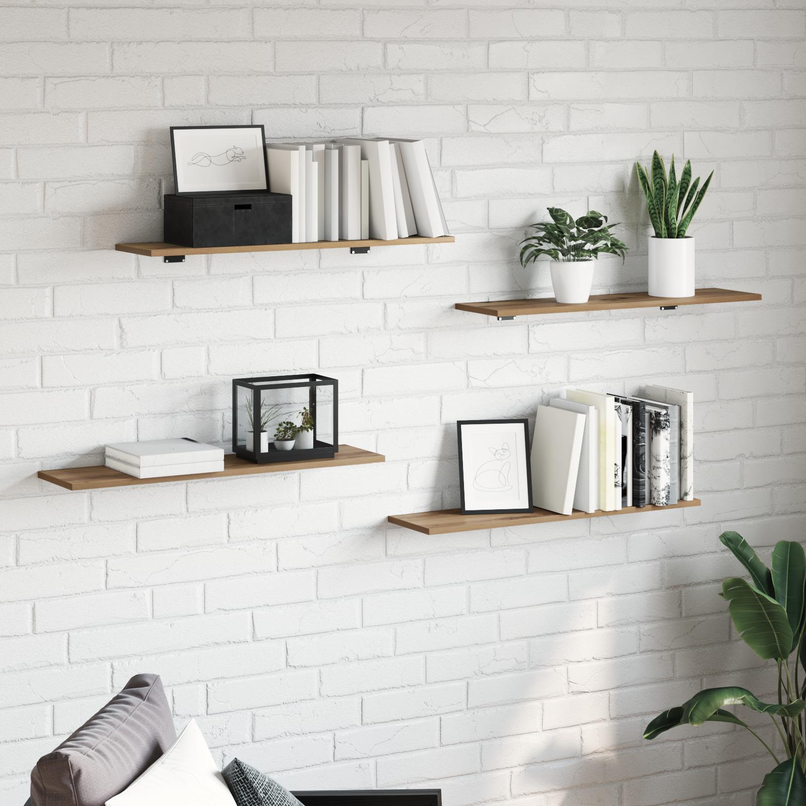 Boghylde Bræt 4 pcs Brun 80 x 20 x 1,5 cm Konstrueret træ