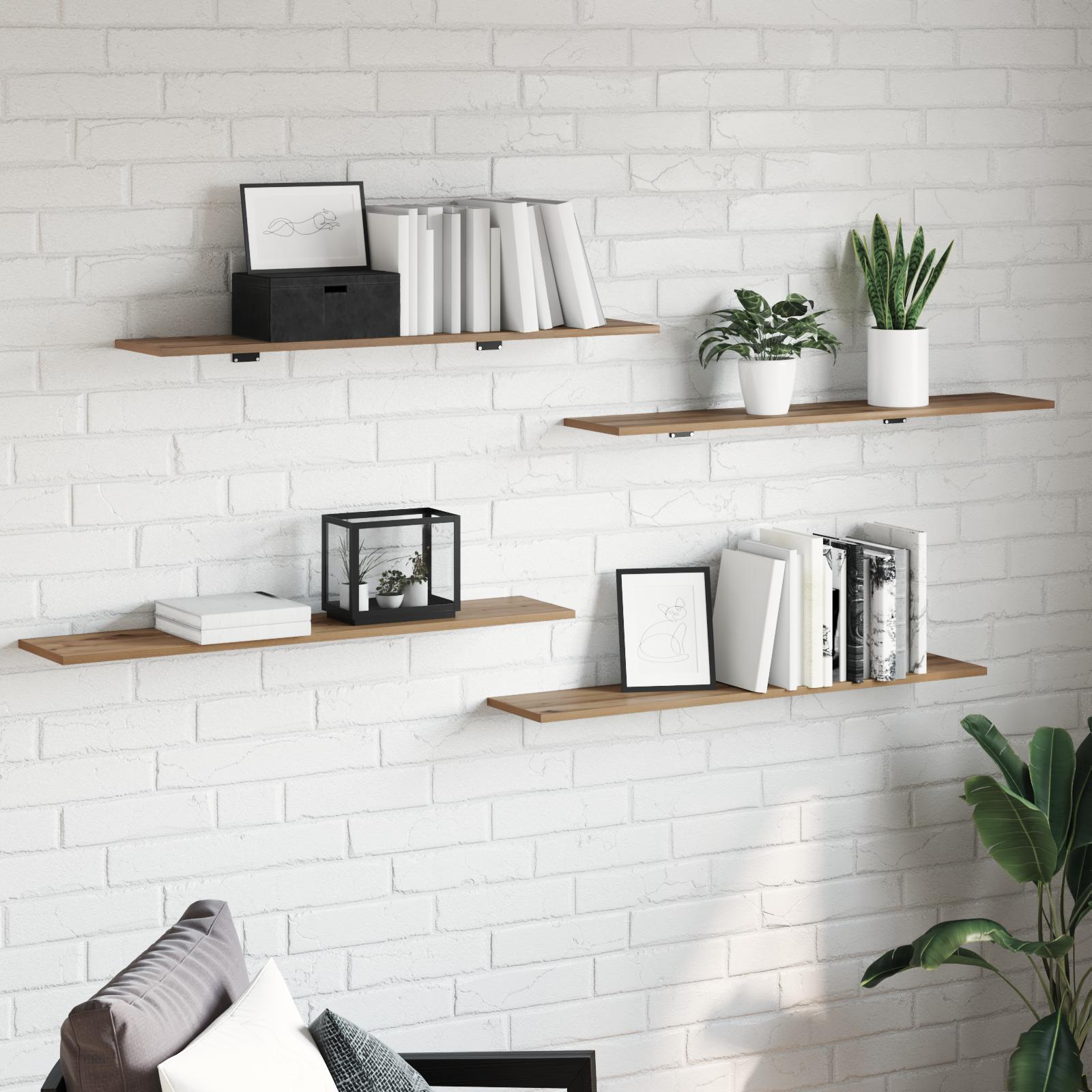 Boghylde Bræt 4 pcs Brun 100 x 20 x 1,5 cm Konstrueret træ