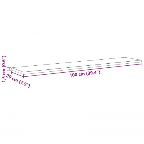 Boghylde Bræt 4 stk Sort 100 x 20 x 1.5 cm Konstrueret træ