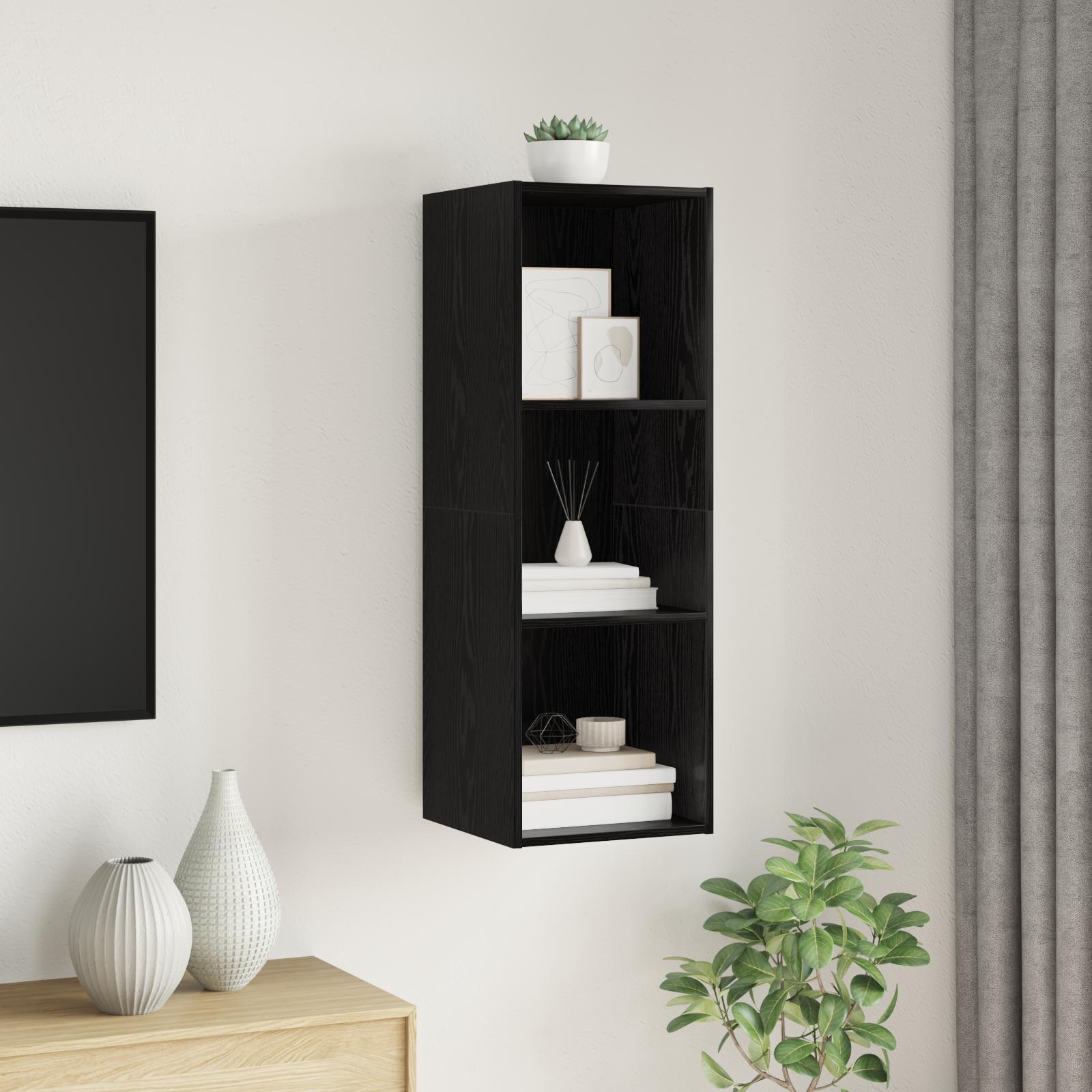 TV Skab Vægmonteret Sort eg 37 x 37 x 107 cm Konstrueret træ