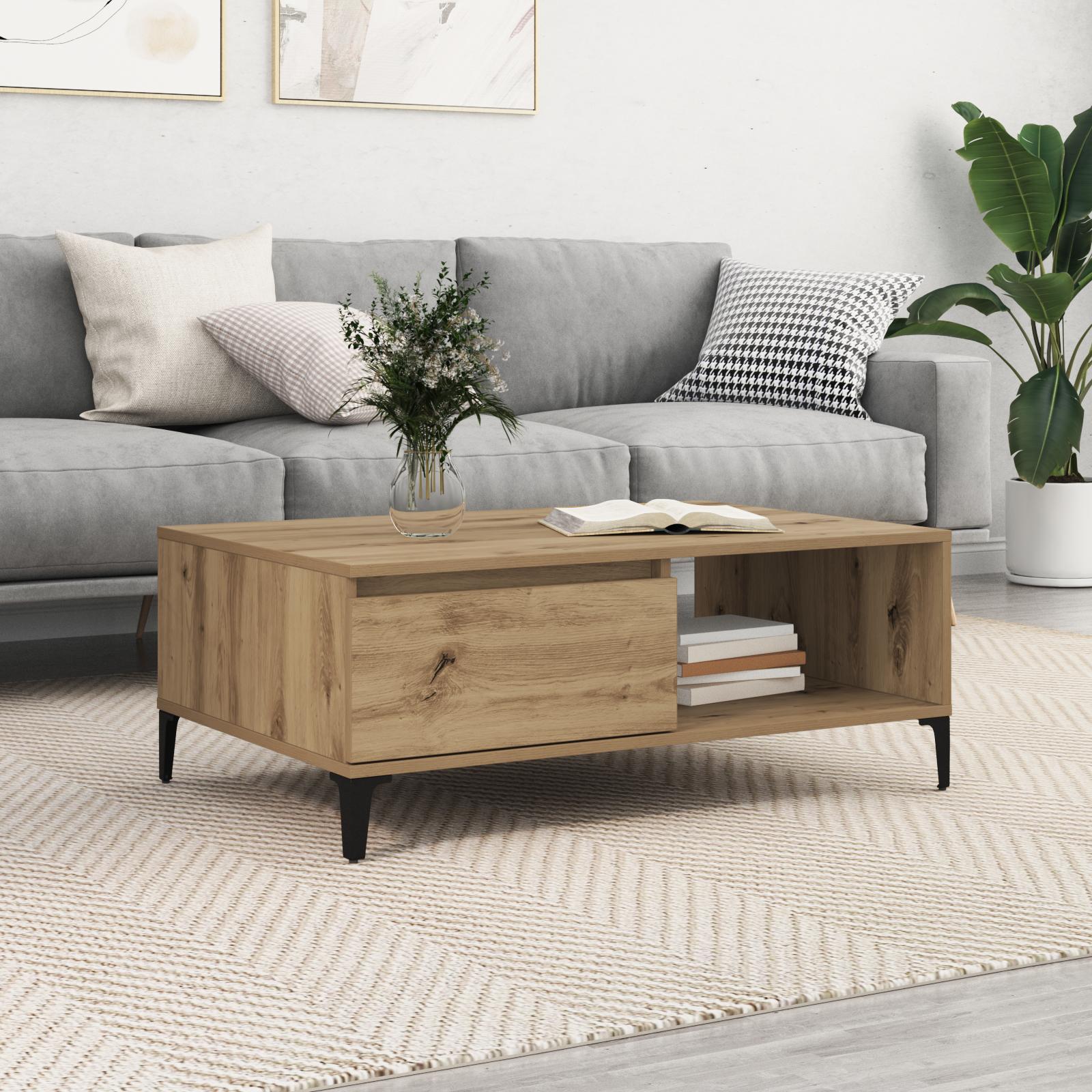 Sofabord artisan eg 90 x 60 x 35 cm Konstrueret træ