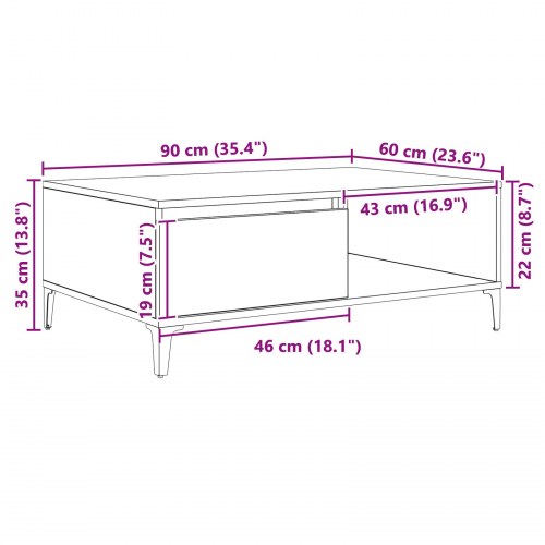 Sofabord sort eg 90 x 60 x 35 cm