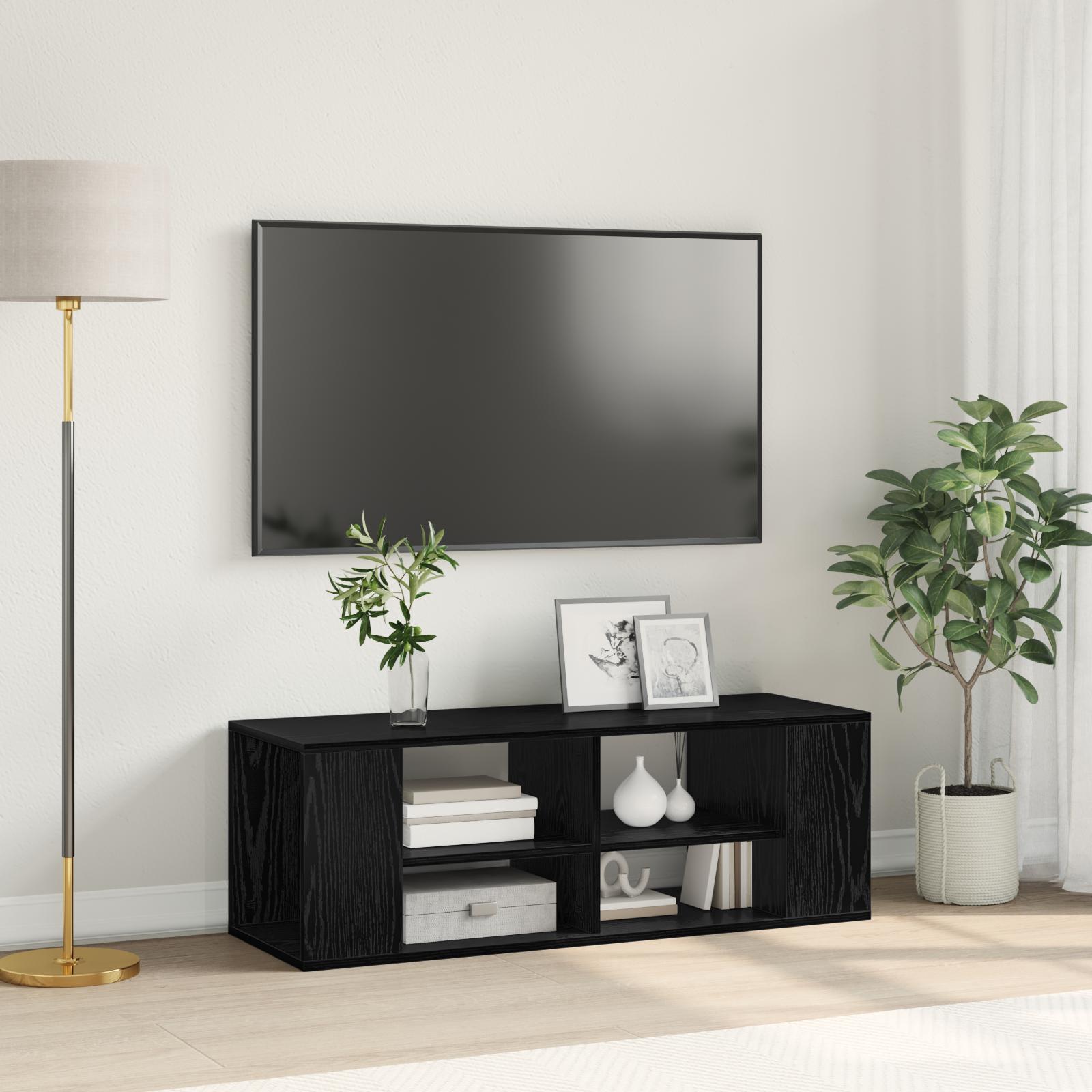 Væghængt TV-skab Sort eg 102 x 35 x 35 cm Konstrueret træ