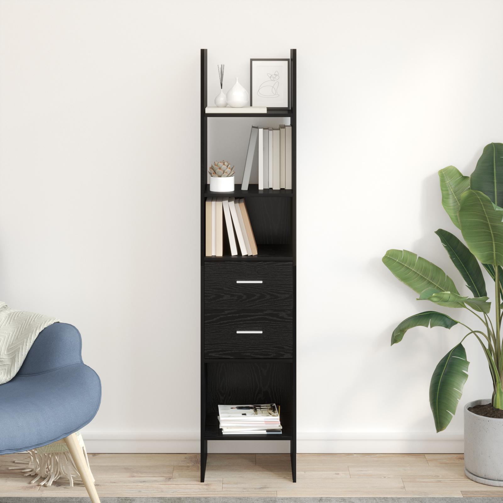 Bogskab Sort eg 40 x 35 x 180 cm Konstrueret træ