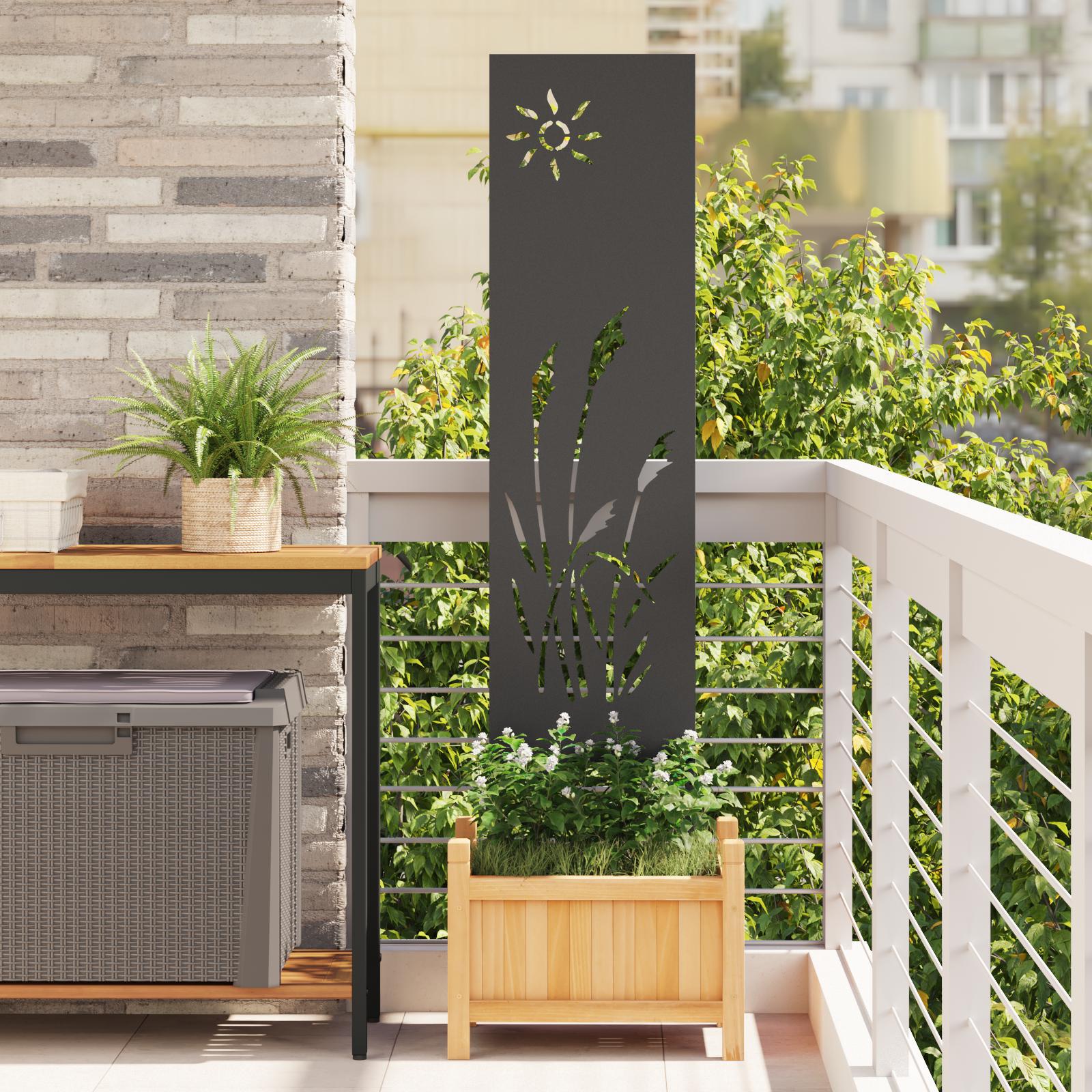 Have privatliv skærm Fretwork Sort 32 x 140 cm Koldvalset stål