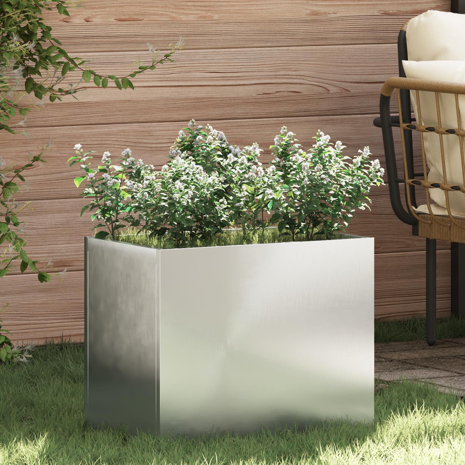 vidaXL Have Blomsterkrukke Galvaniseret stål 50 x 32 x 40 cm