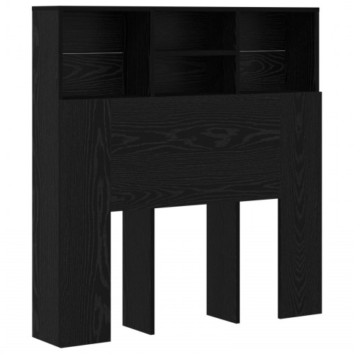 Sengegavl med hylder - sort eg, 100 x 19 x 103,5 cm