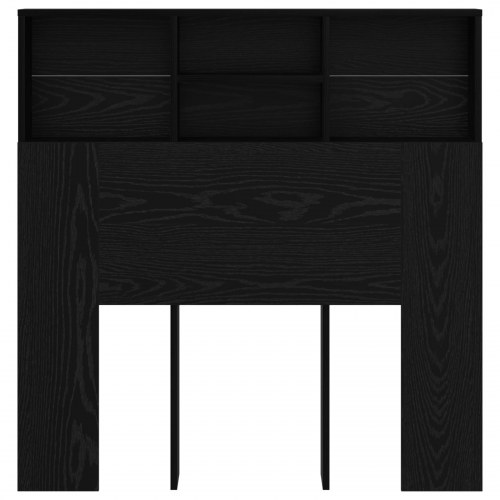 Sengegavl med hylder - sort eg, 100 x 19 x 103,5 cm