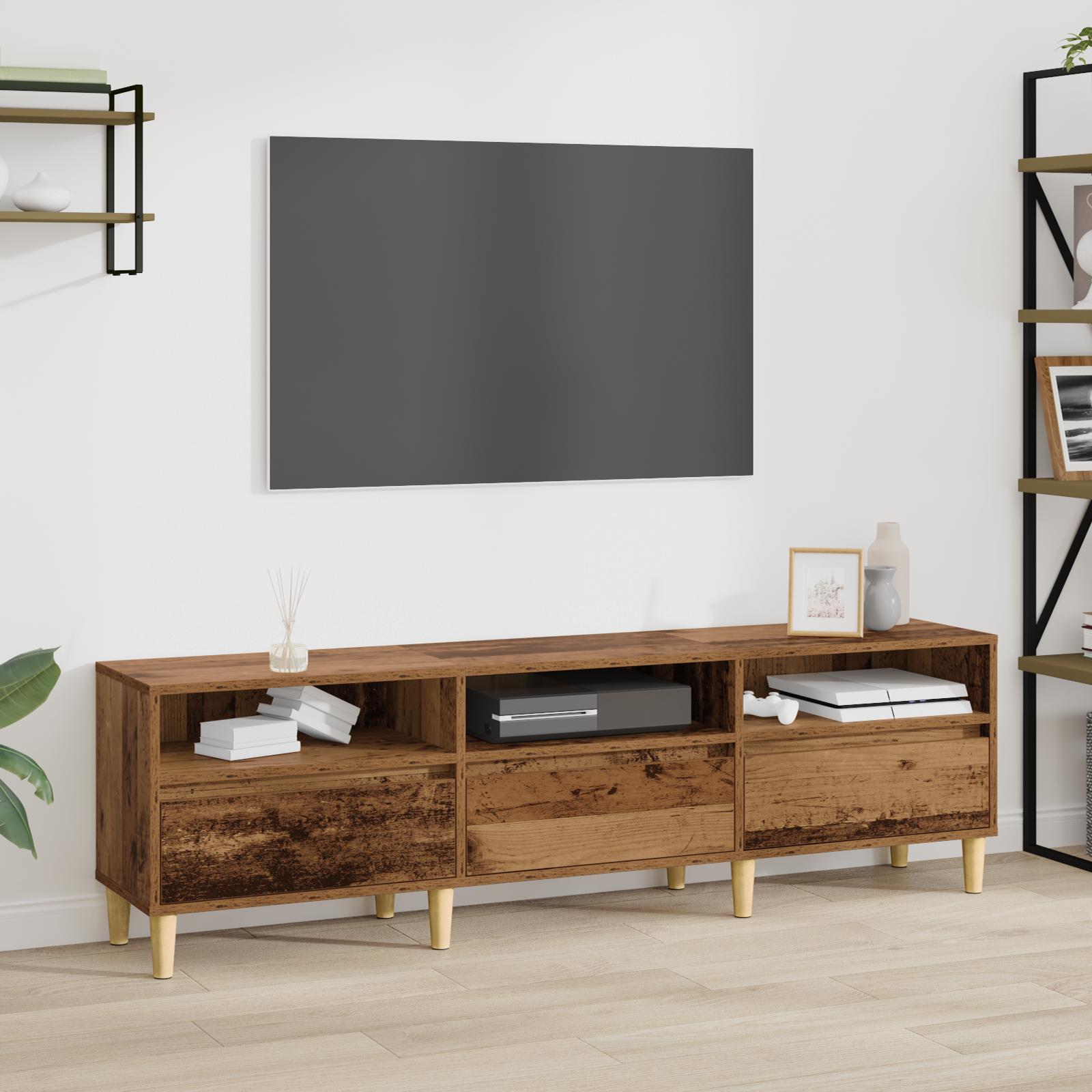 TV-skab med skuffe Gammelt træ 150 x 30 x 45 cm Konstrueret træ
