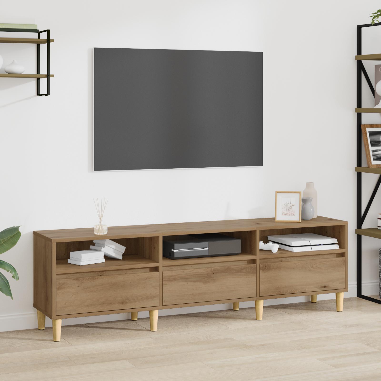 TV-skab med skuffe artisan eg 150 x 30 x 45 cm Konstrueret træ