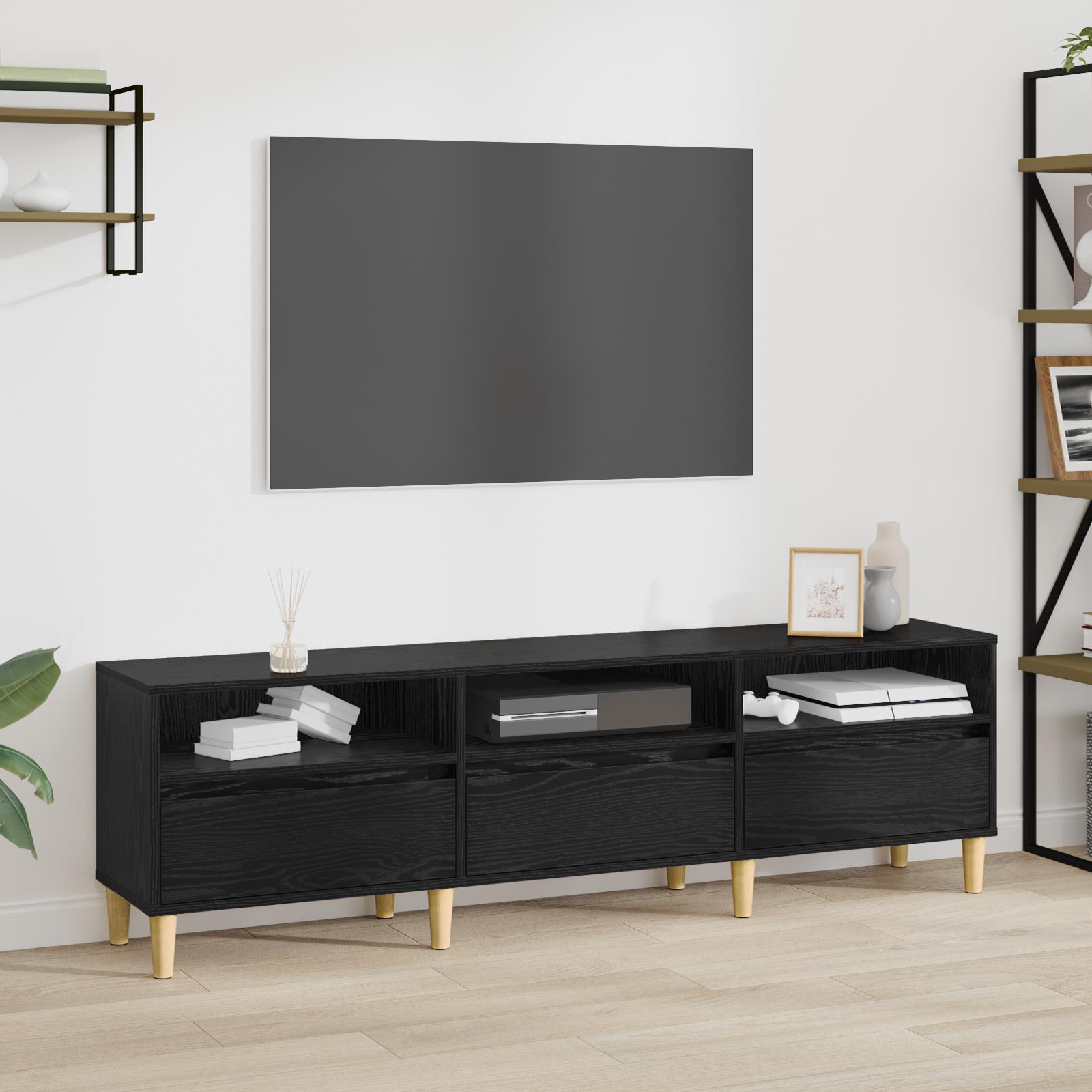 TV-skab med skuffe Sort eg 150 x 30 x 45 cm Konstrueret træ